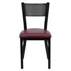 Black Grid Back Metal Restaurant Chair