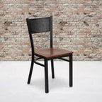 Black Grid Back Metal Restaurant Chair