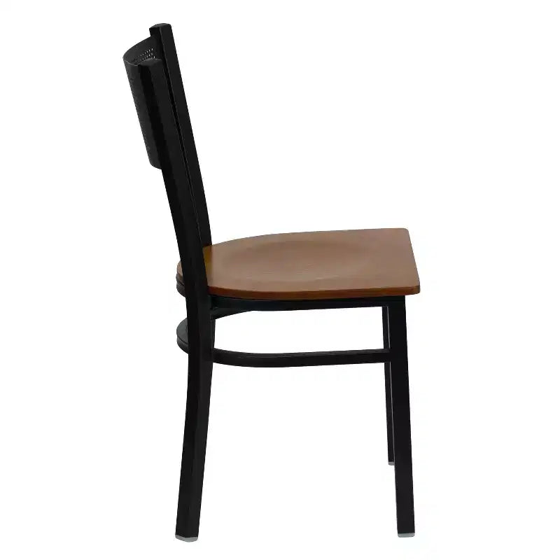 Black Grid Back Metal Restaurant Chair