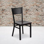 Black Grid Back Metal Restaurant Chair