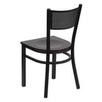 Black Grid Back Metal Restaurant Chair