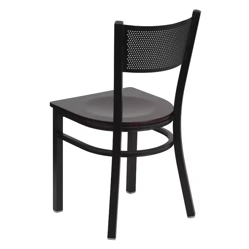 Black Grid Back Metal Restaurant Chair