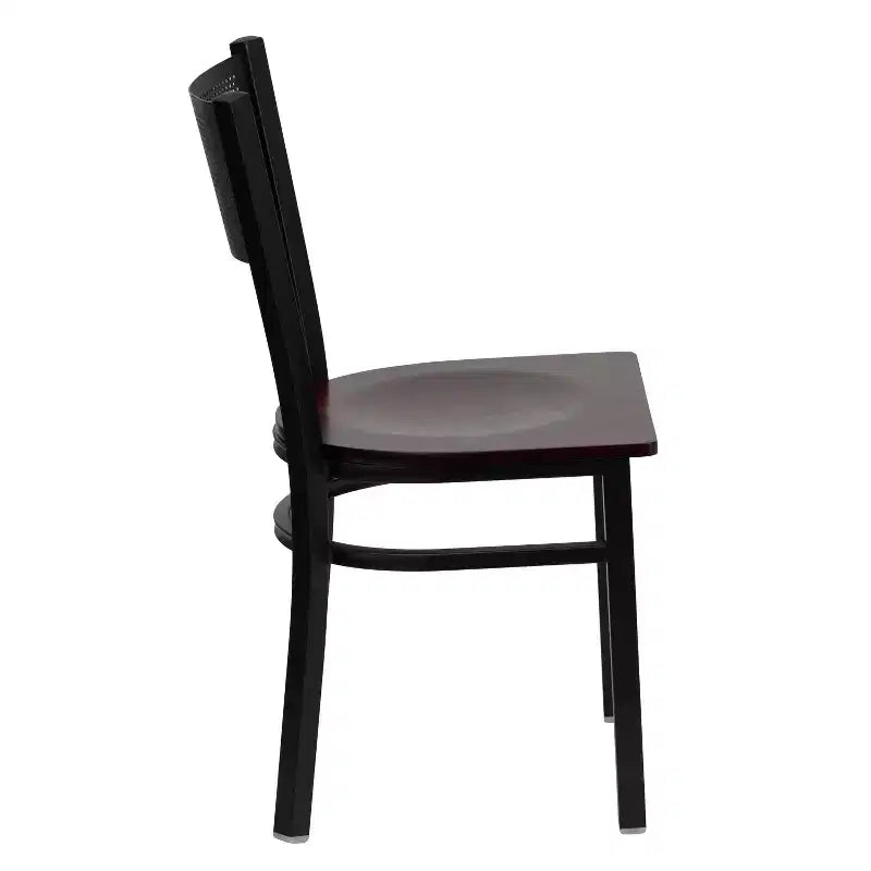 Black Grid Back Metal Restaurant Chair