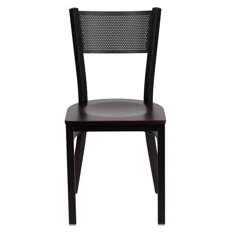 Black Grid Back Metal Restaurant Chair