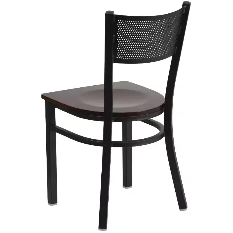Black Grid Back Metal Restaurant Chair