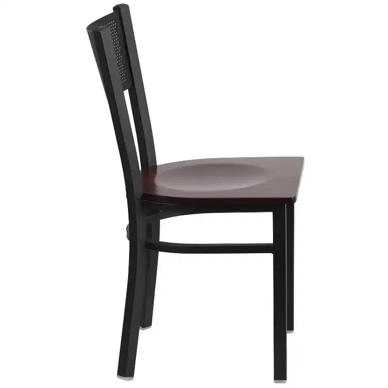 Black Grid Back Metal Restaurant Chair