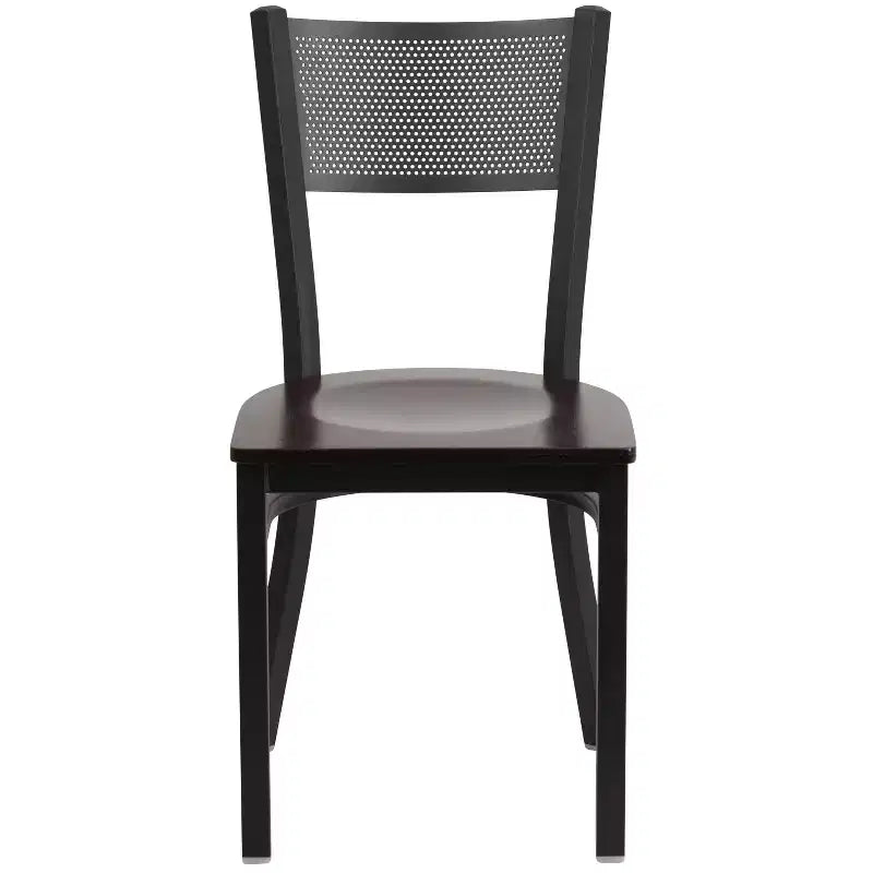 Black Grid Back Metal Restaurant Chair