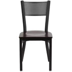 Black Grid Back Metal Restaurant Chair