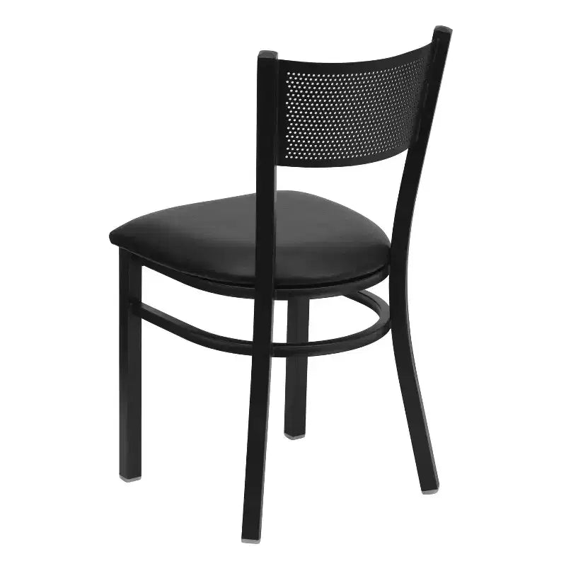 Black Grid Back Metal Restaurant Chair