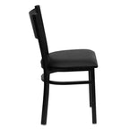 Black Grid Back Metal Restaurant Chair