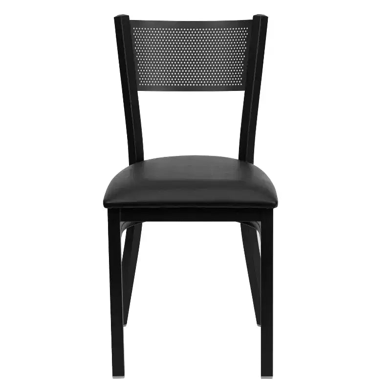 Black Grid Back Metal Restaurant Chair