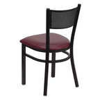Black Grid Back Metal Restaurant Chair