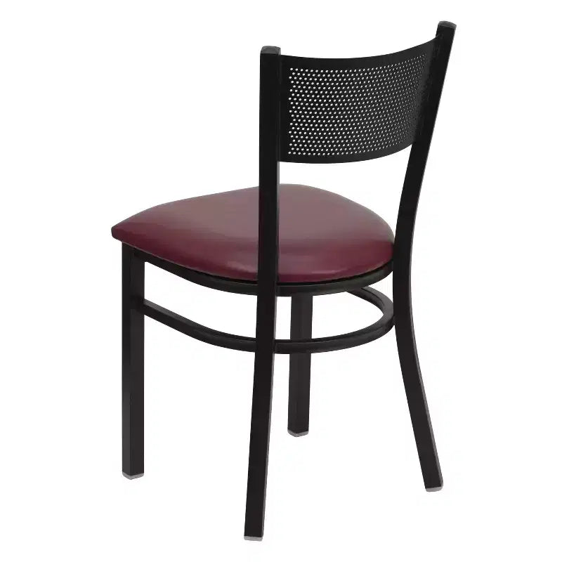 Black Grid Back Metal Restaurant Chair
