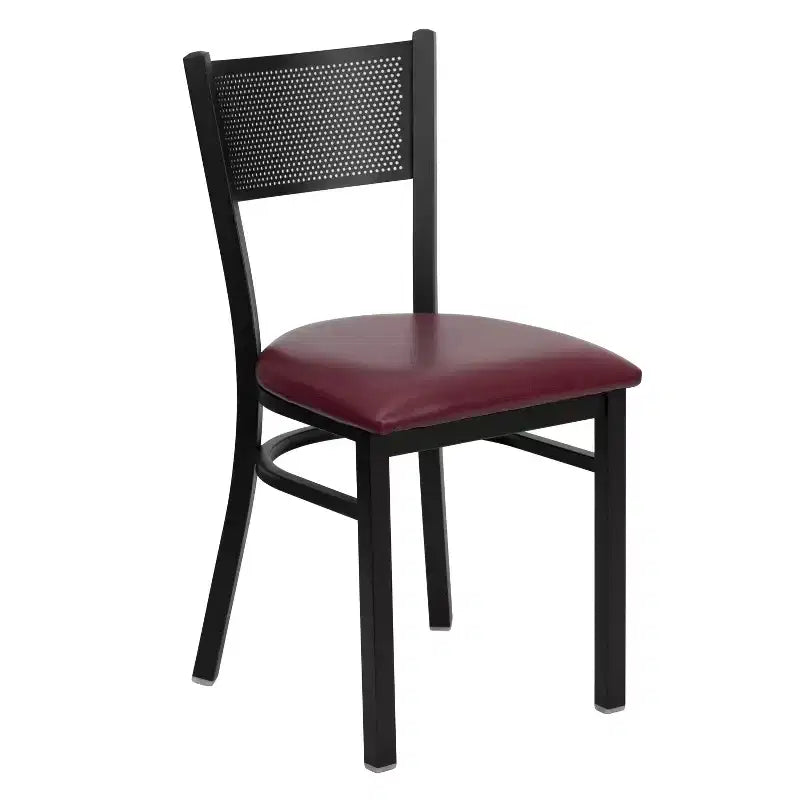 Black Grid Back Metal Restaurant Chair