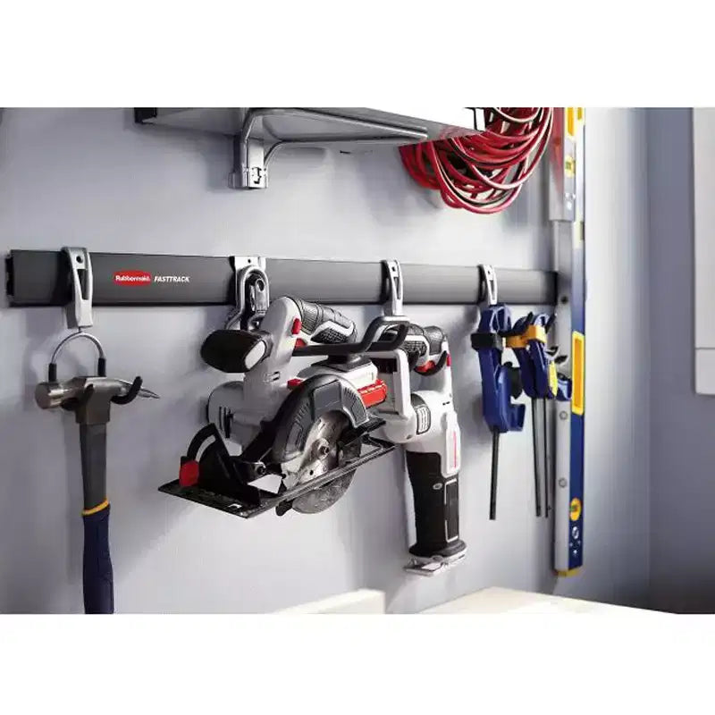 48 Inch Horizontal Wall Storage Rail & Hanging Garage Hook (6 Pack)