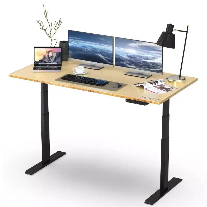 27 Electric Standing Desk with Adjustability Natural Bamboo