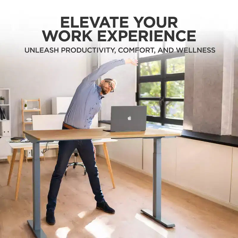 27 Electric Standing Desk with Adjustability Natural Bamboo