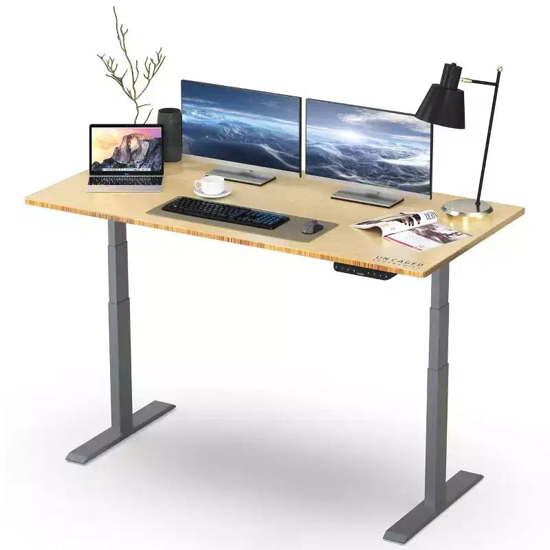 27 Electric Standing Desk with Adjustability Natural Bamboo
