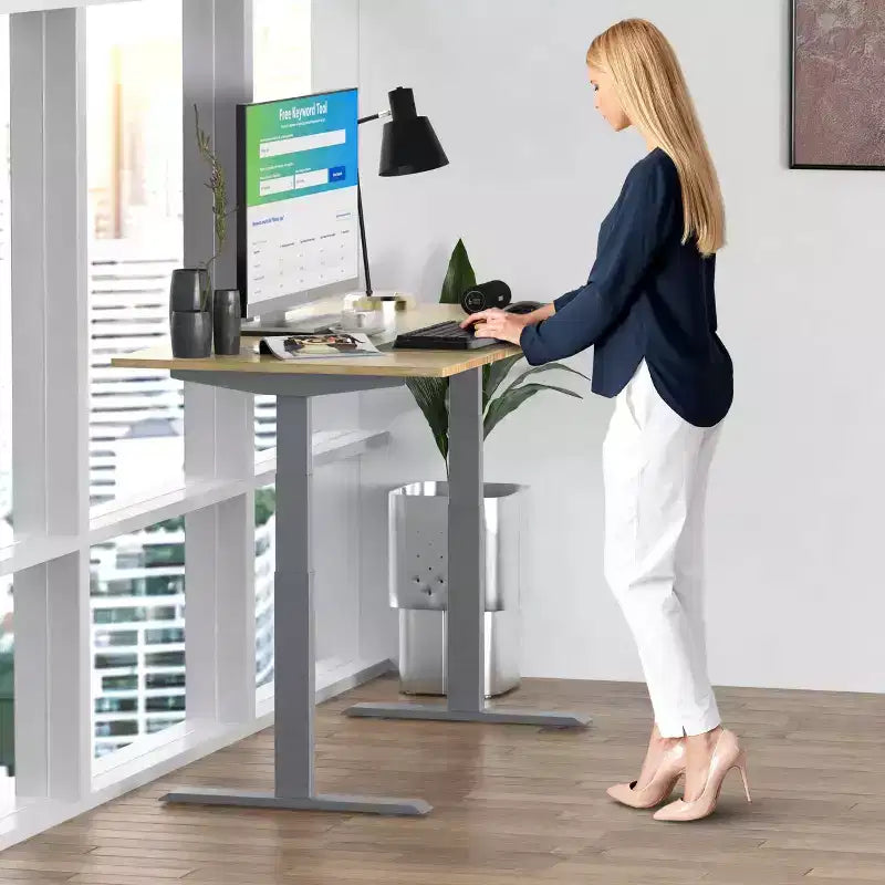 27 Electric Standing Desk with Adjustability Natural Bamboo