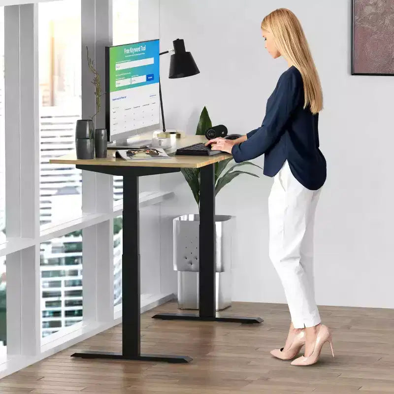 27 Electric Standing Desk with Adjustability Natural Bamboo