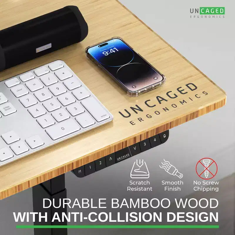 27 Electric Standing Desk with Adjustability Natural Bamboo