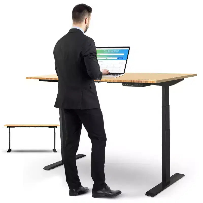 27 Electric Standing Desk with Adjustability Natural Bamboo