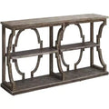 Crestview Collection Stockton Farmhouse Rustic Chestnut Wood Console Table 64 x 15 with Bookshelf Brown 3-Tier for Living Room Bedroom Bedside House