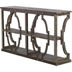 Farmhouse Rustic Chestnut Wood Console Table 64 x 15 with Bookshelf Brown 3-Tier for Living Room Bedroom Bedside House