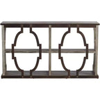 Farmhouse Rustic Chestnut Wood Console Table 64 x 15 with Bookshelf Brown 3-Tier for Living Room Bedroom Bedside House